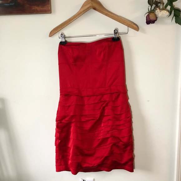 red silk bodycon dress